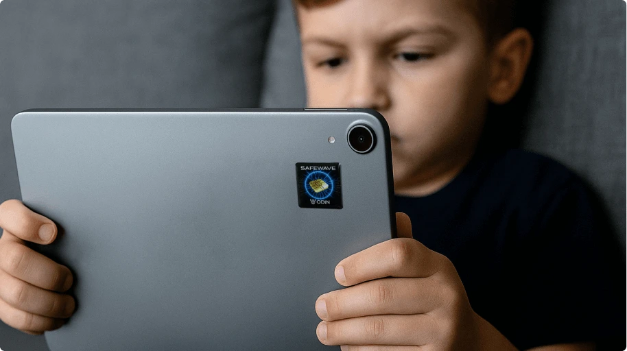 Child using device safely with ODIN SafeWave