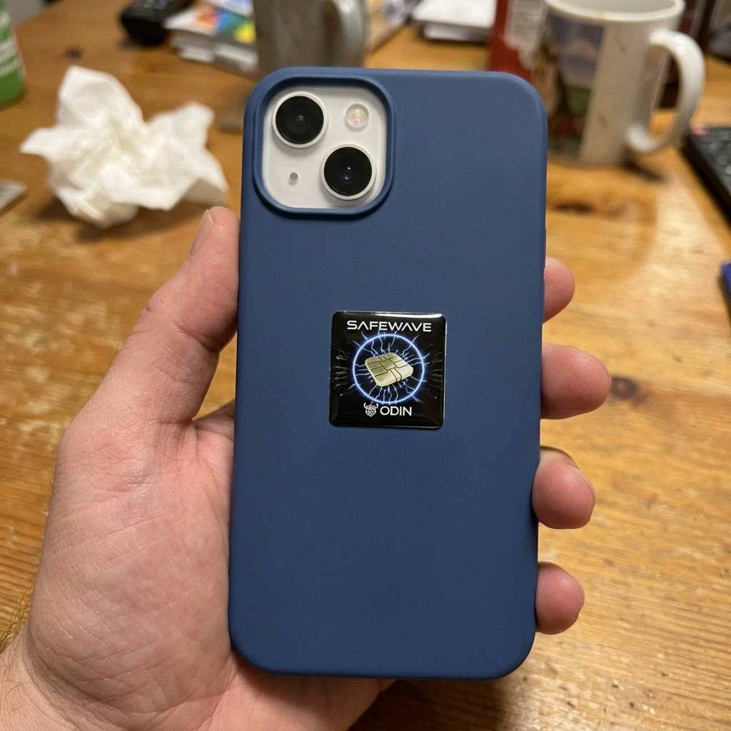 SafeWave on blue iPhone