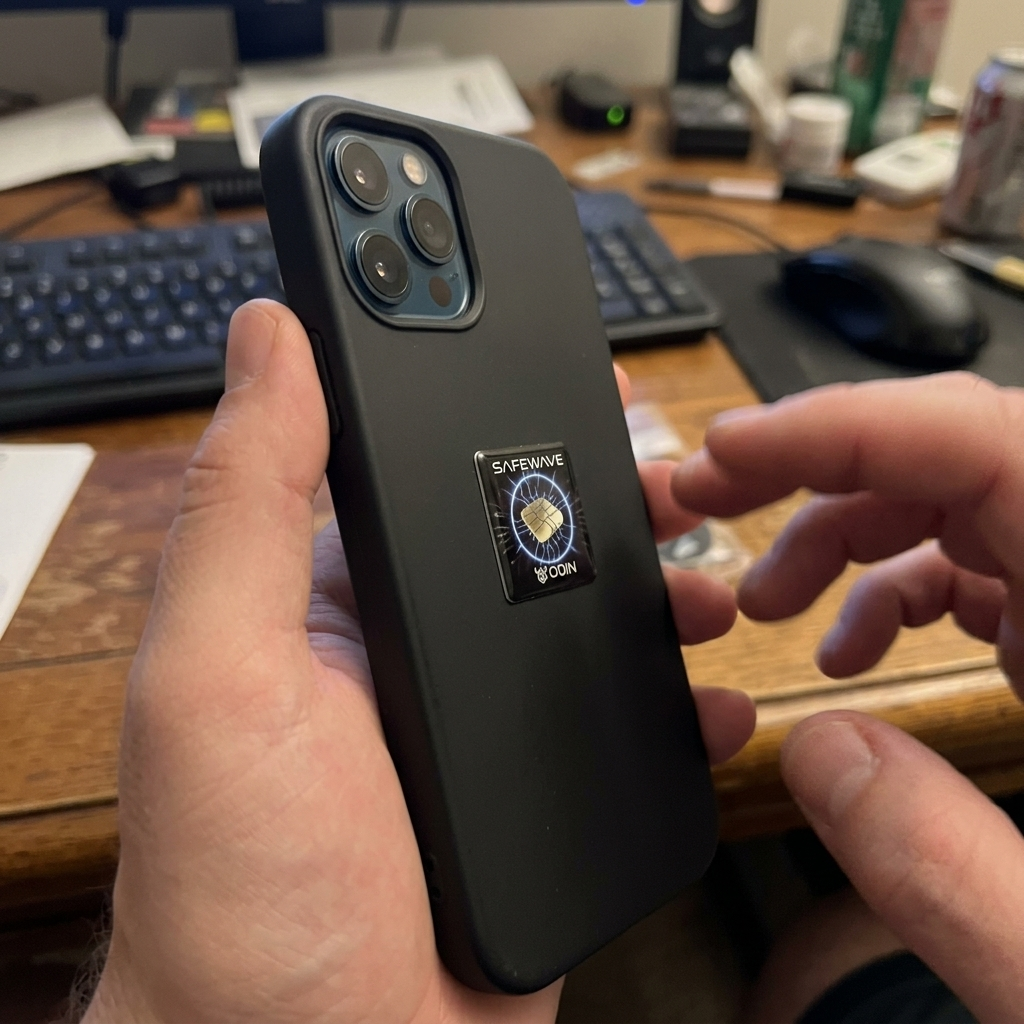 SafeWave on black iPhone